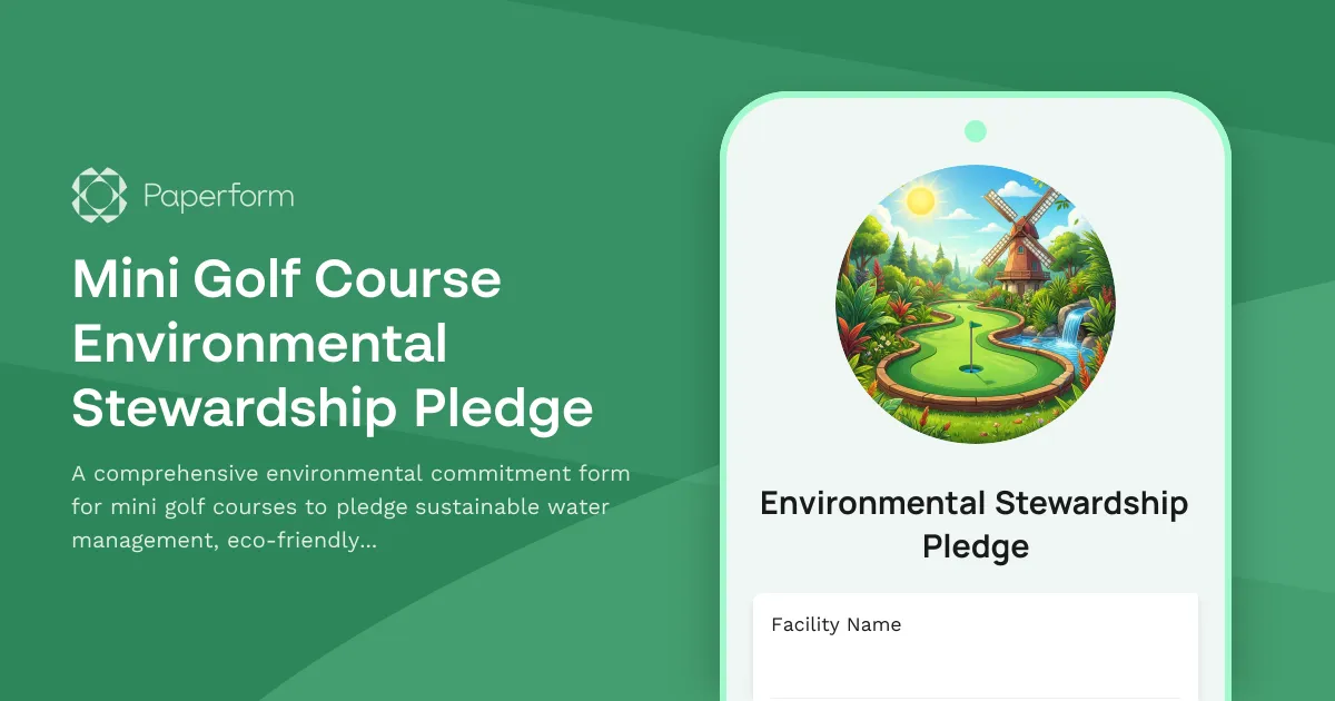 Mini Golf Course Environmental Stewardship Pledge