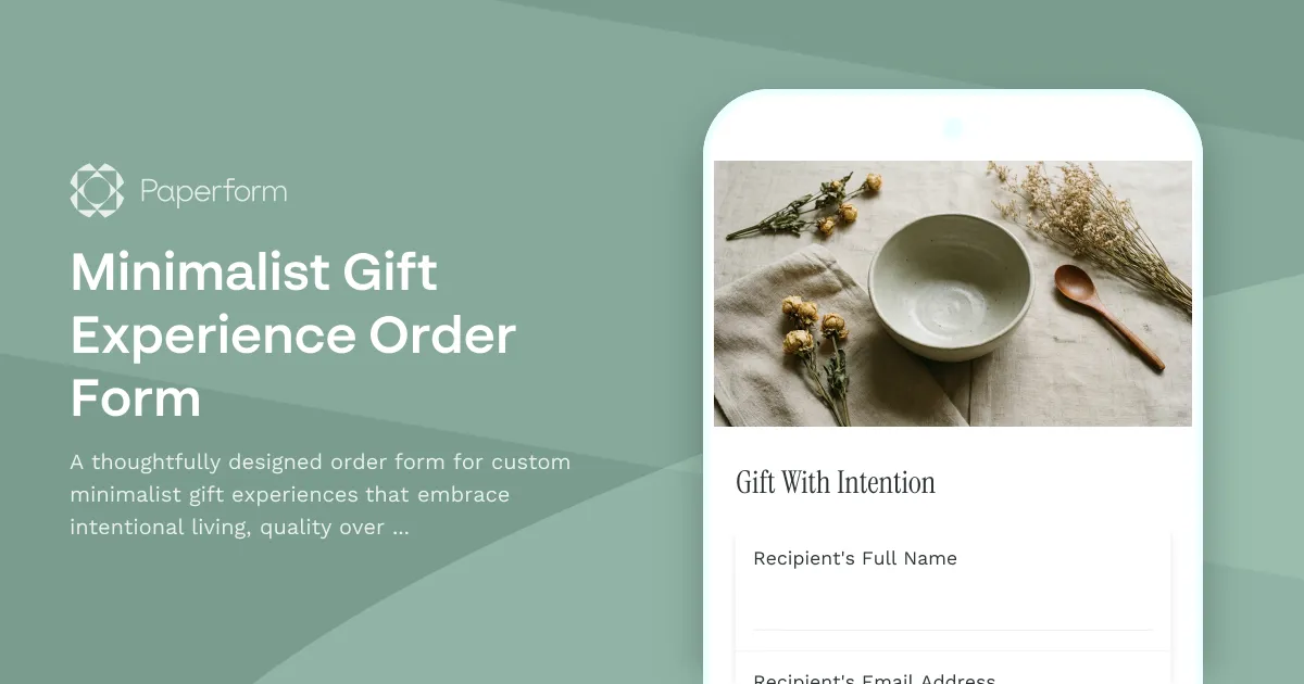Minimalist Gift Experience Order Form