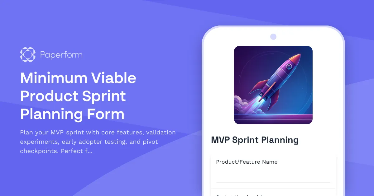 Minimum Viable Product Sprint Planning Form