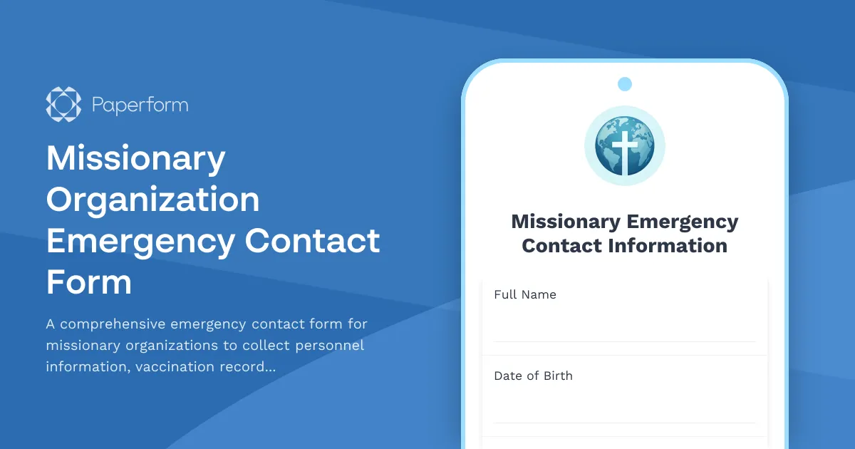 Missionary Organization Emergency Contact Form