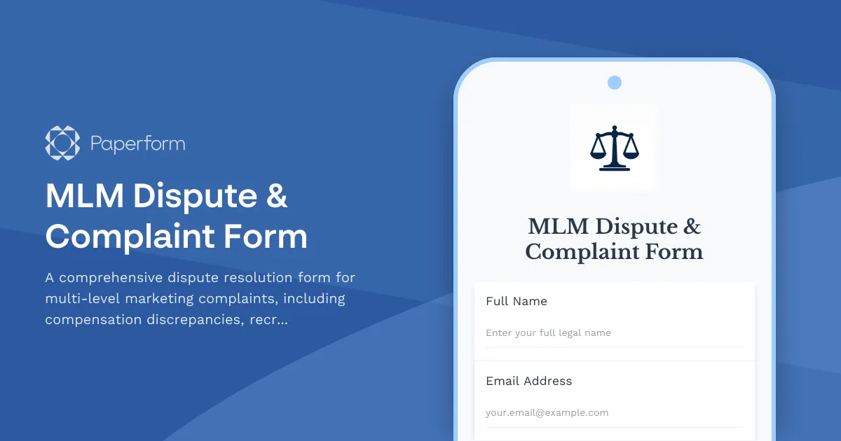 MLM Dispute & Complaint Form