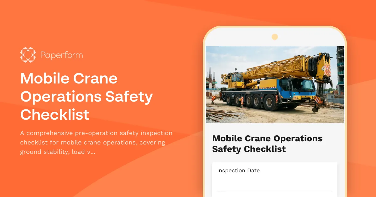 Mobile Crane Operations Safety Checklist