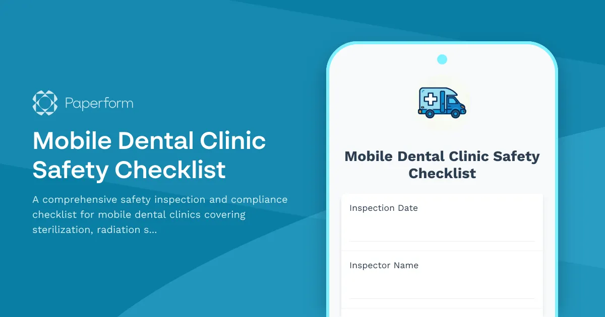 Mobile Dental Clinic Safety Checklist