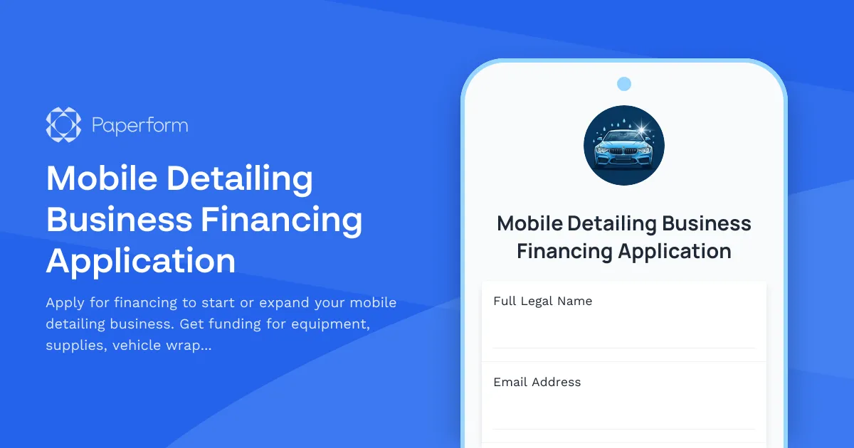 Mobile Detailing Business Financing Application