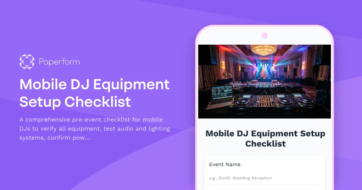 Mobile DJ Equipment Setup Checklist