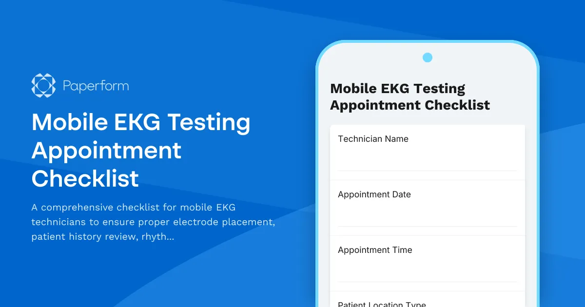 Mobile EKG Testing Appointment Checklist