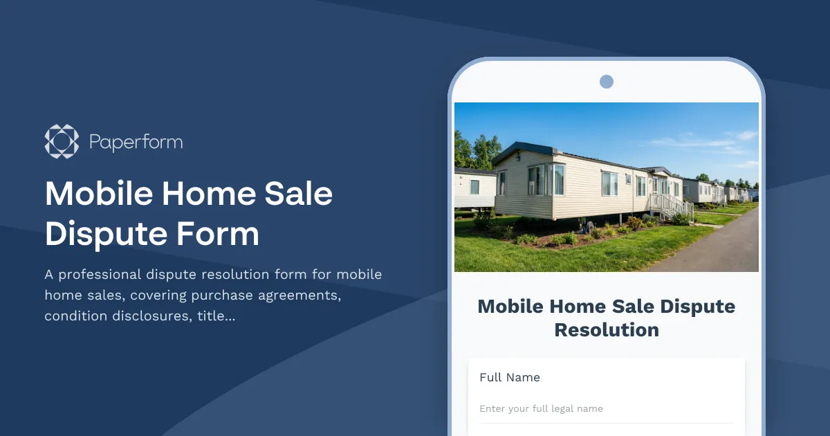 Mobile Home Sale Dispute Form