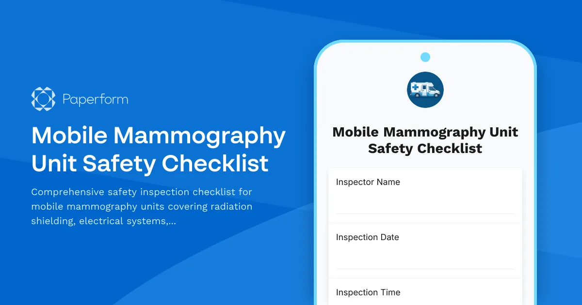 Mobile Mammography Unit Safety Checklist