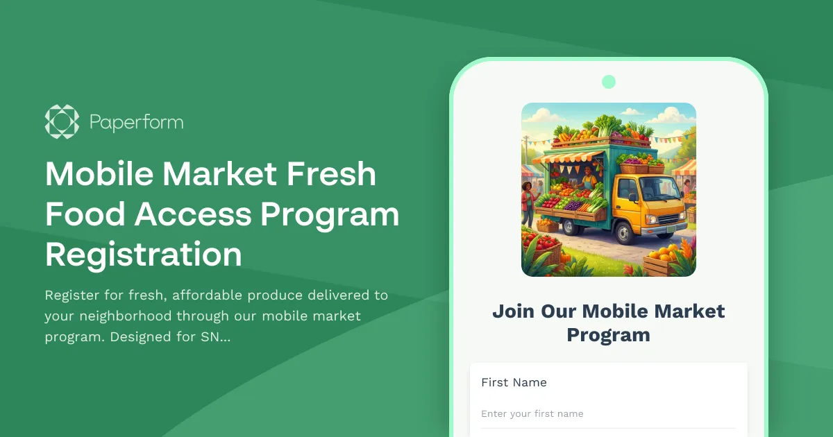 Mobile Market Fresh Food Access Program Registration