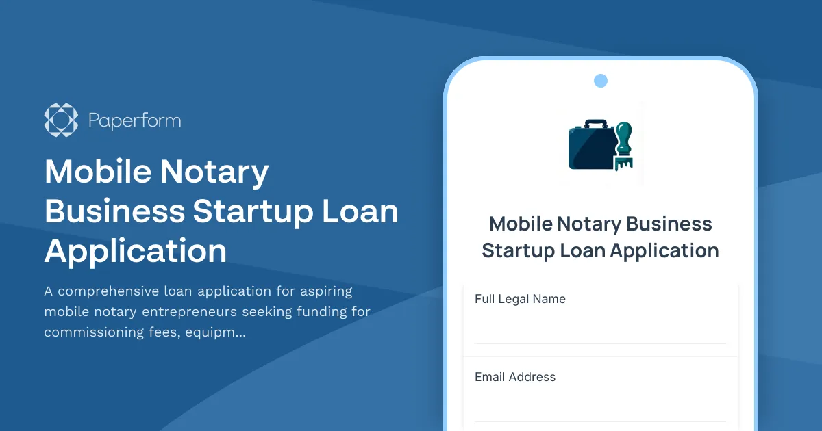 Mobile Notary Business Startup Loan Application