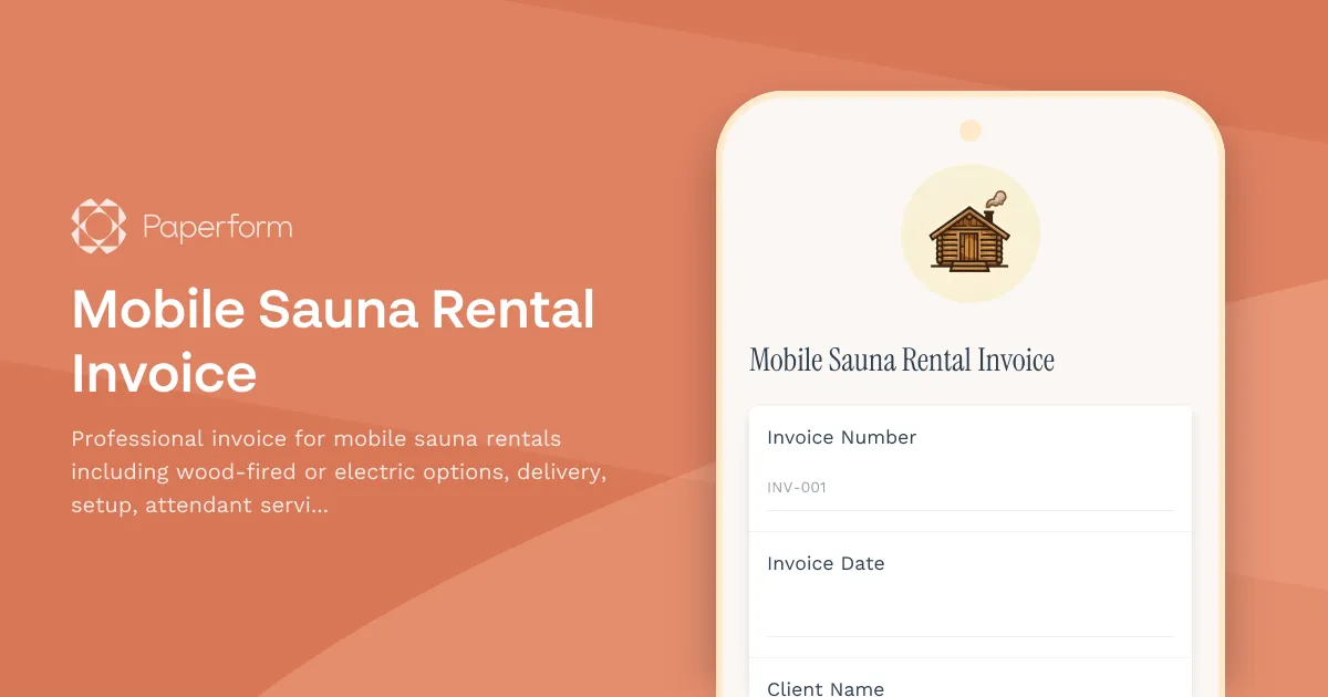 Mobile Sauna Rental Invoice