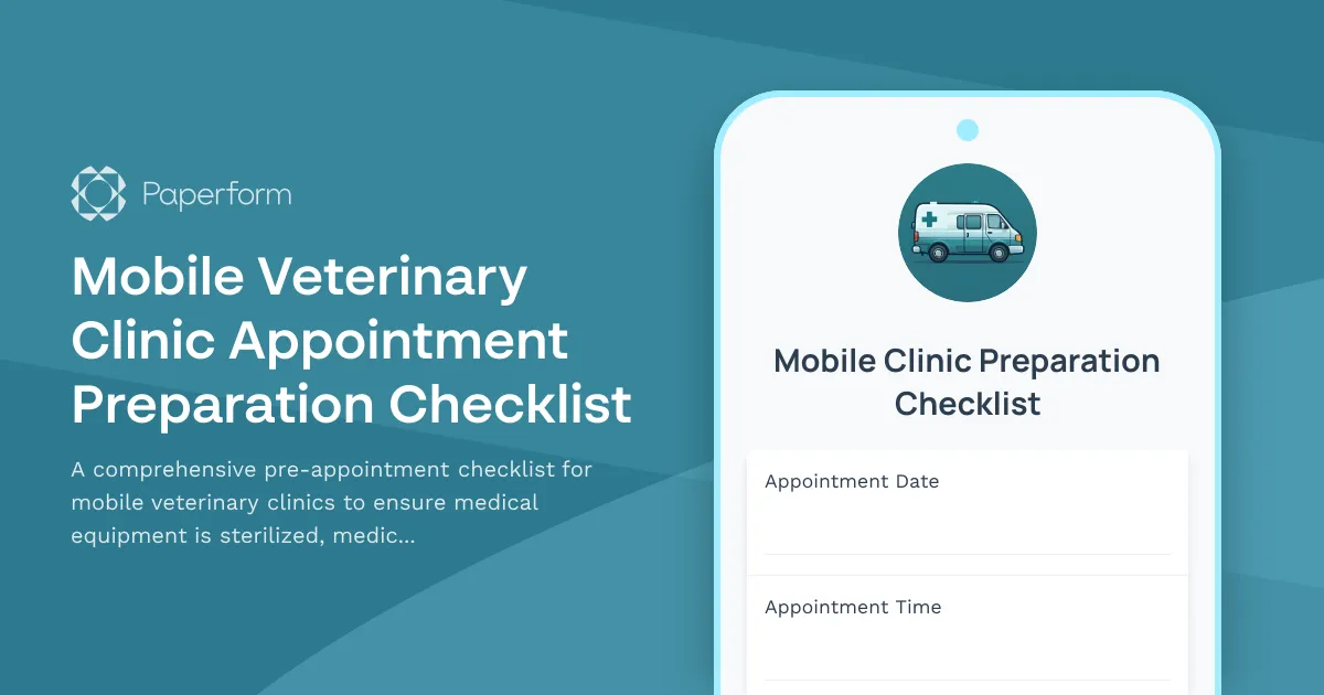 Mobile Veterinary Clinic Appointment Preparation Checklist