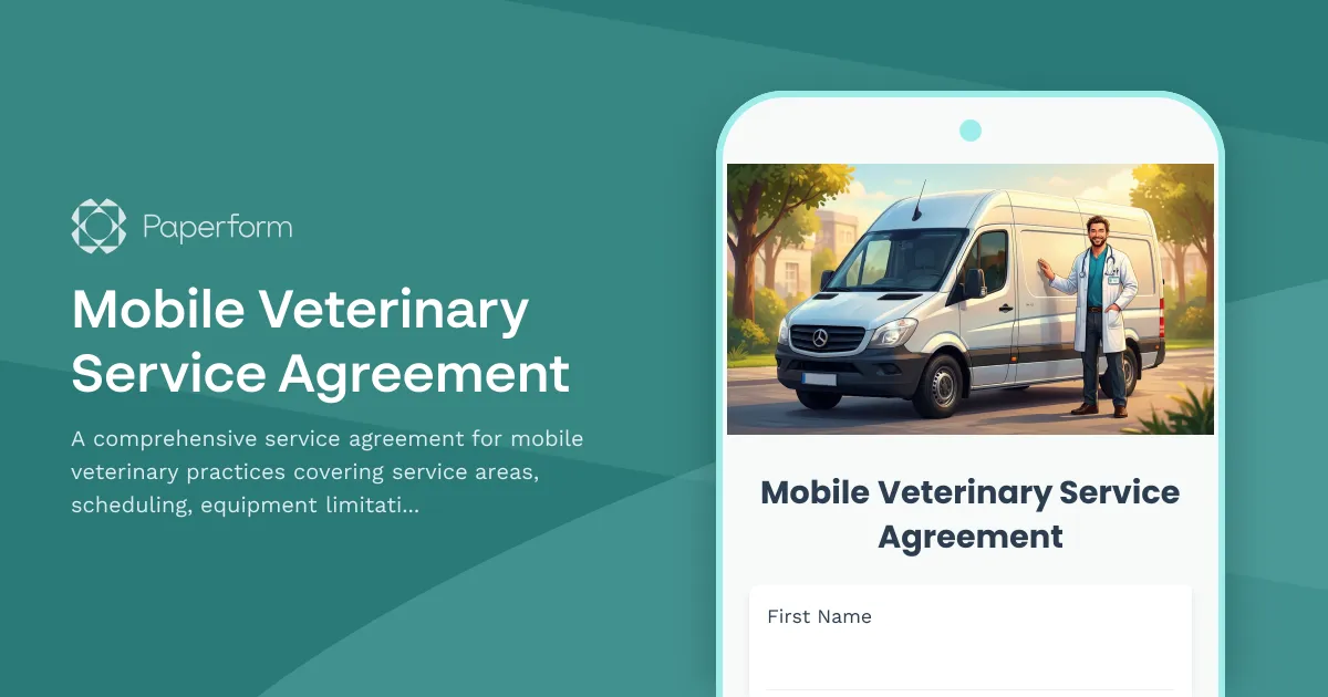 Mobile Veterinary Service Agreement