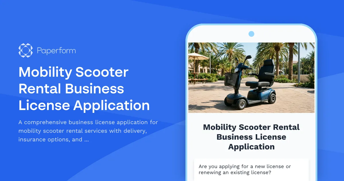Mobility Scooter Rental Business License Application