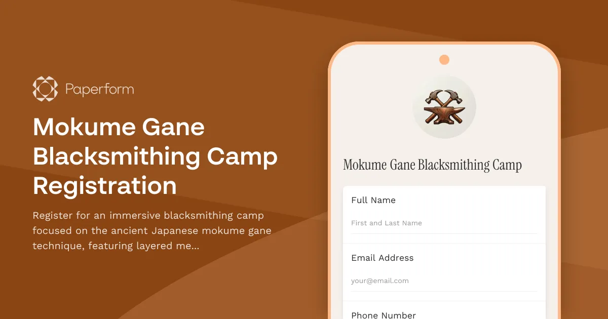 Mokume Gane Blacksmithing Camp Registration