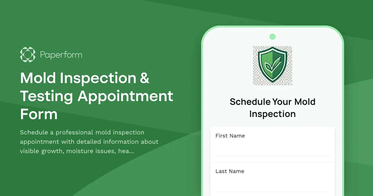 Mold Inspection & Testing Appointment Form