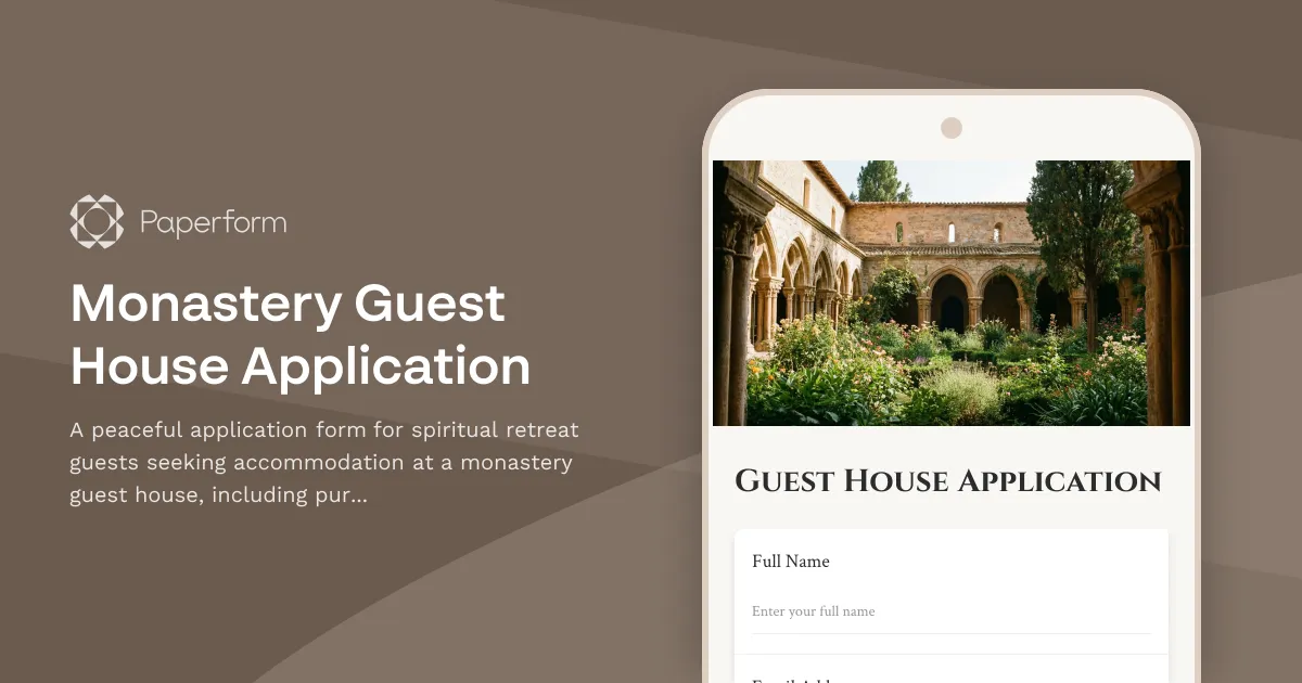 Monastery Guest House Application