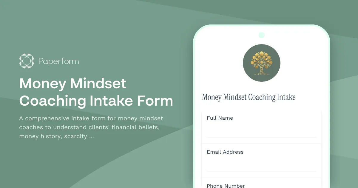 Money Mindset Coaching Intake Form