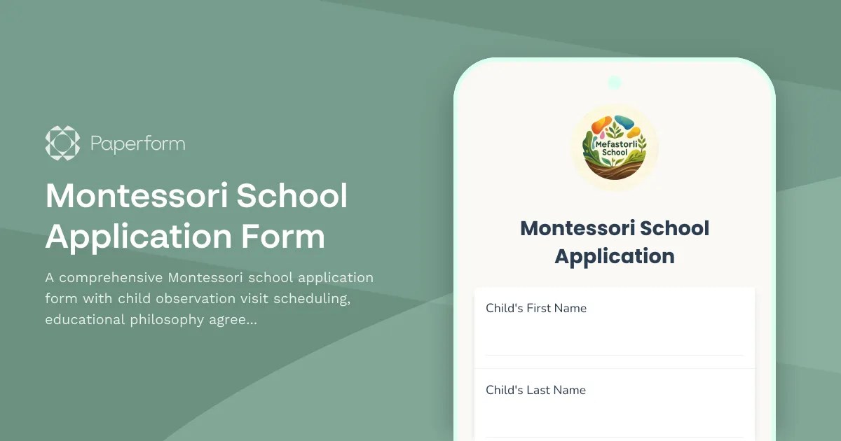 Montessori School Application Form