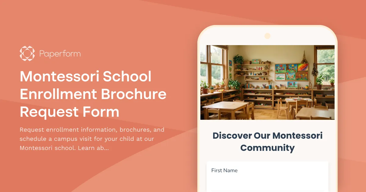Montessori School Enrollment Brochure Request Form