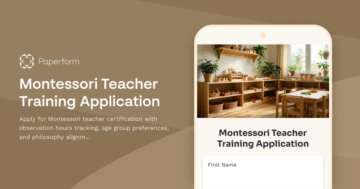 Montessori Teacher Training Application