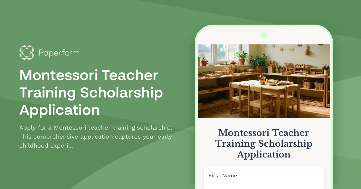 Montessori Teacher Training Scholarship Application