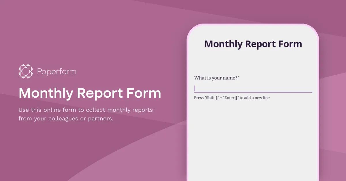 Monthly Report Form