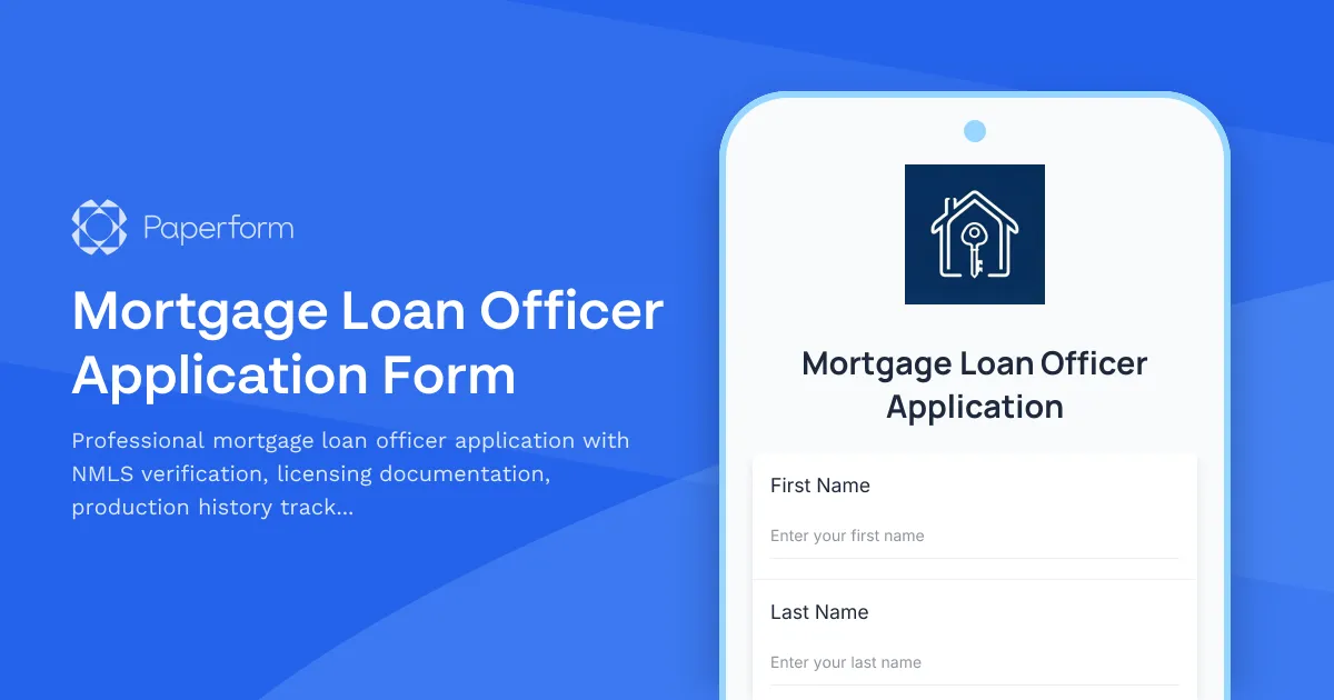 Mortgage Loan Officer Application Form