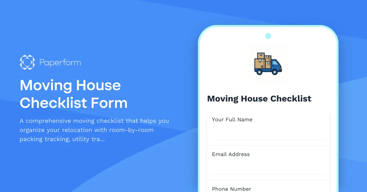 Moving House Checklist Form