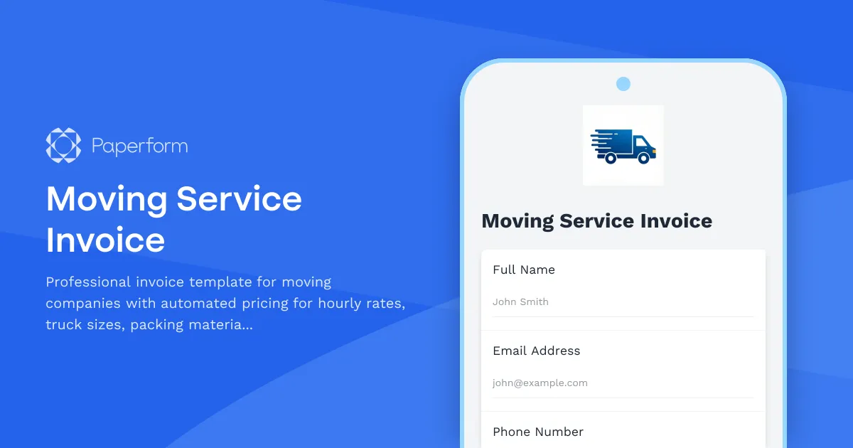 Moving Service Invoice