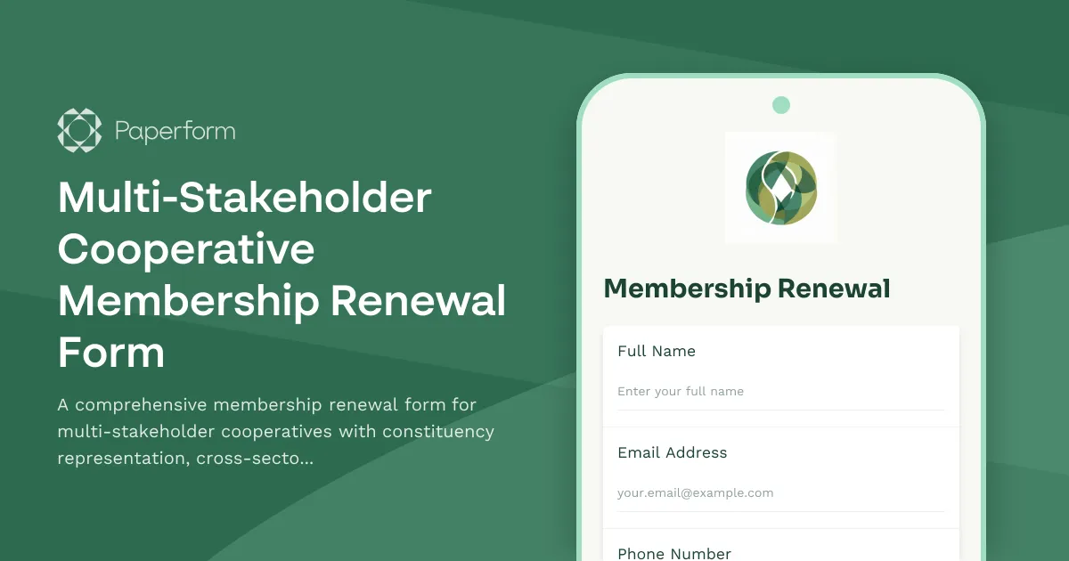 Multi-Stakeholder Cooperative Membership Renewal Form