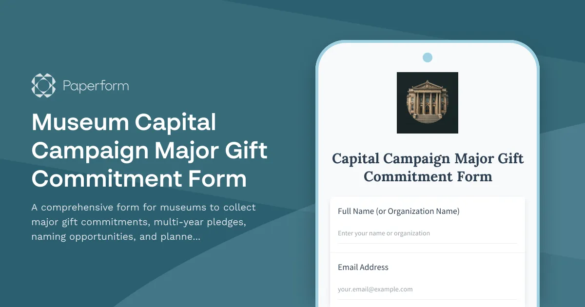 Museum Capital Campaign Major Gift Commitment Form