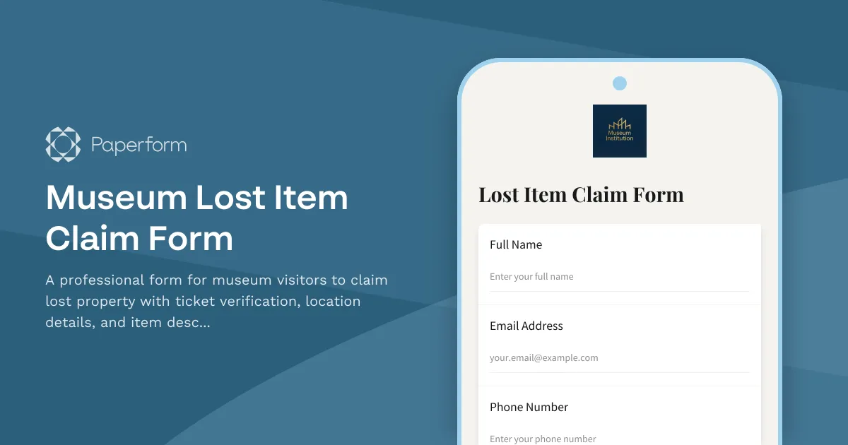 Museum Lost Item Claim Form