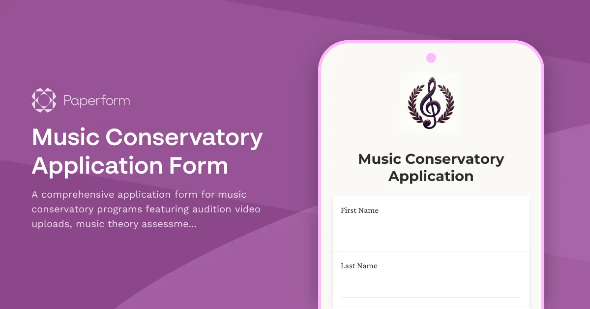 Music Conservatory Application Form