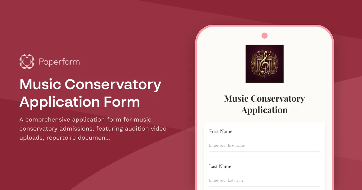 Music Conservatory Application Form