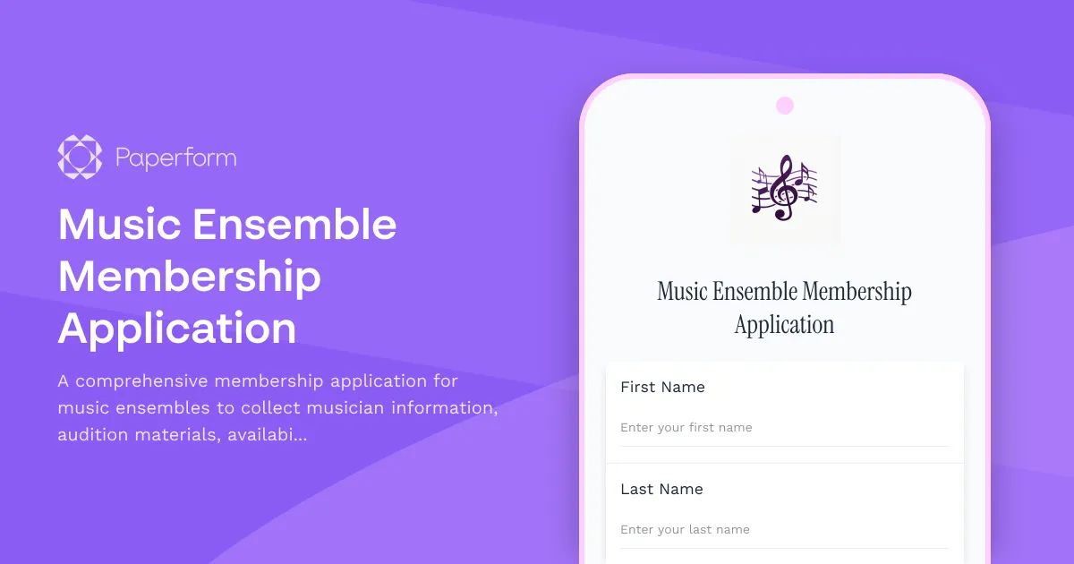Music Ensemble Membership Application