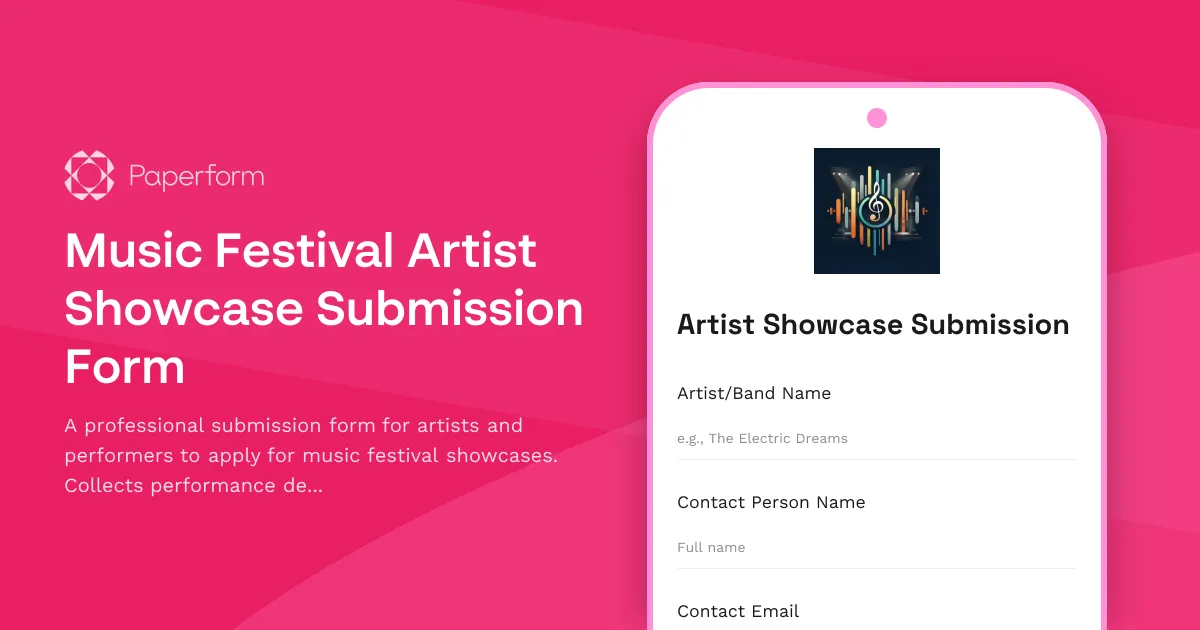 Music Festival Artist Showcase Submission Form