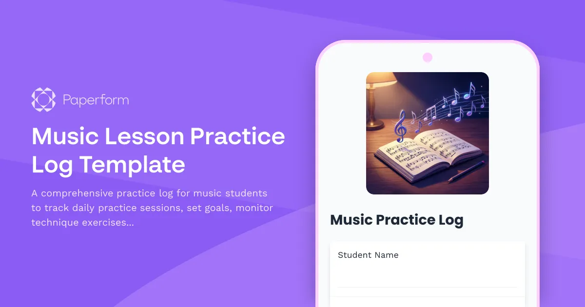 Music Lesson Practice Log Template