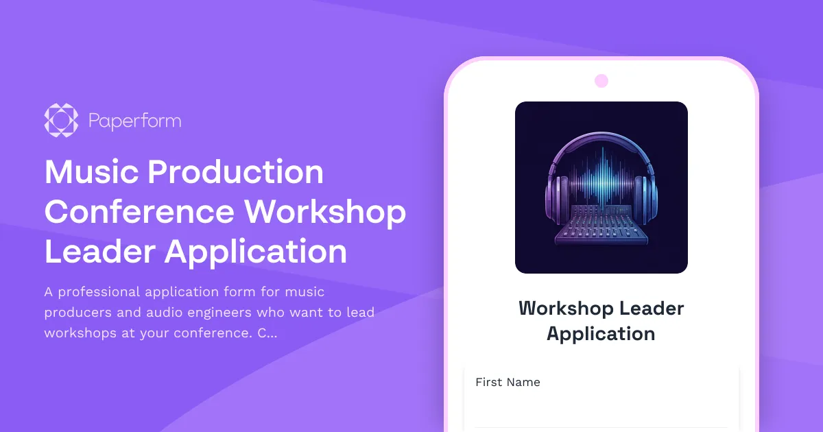 Music Production Conference Workshop Leader Application