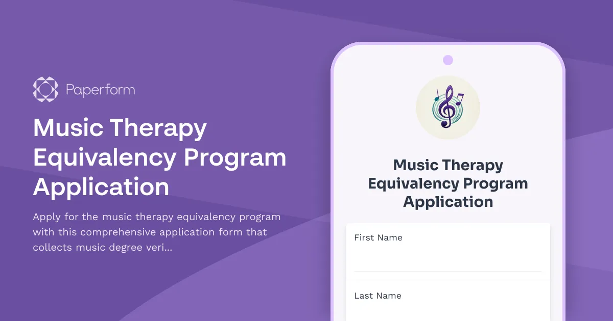 Music Therapy Equivalency Program Application