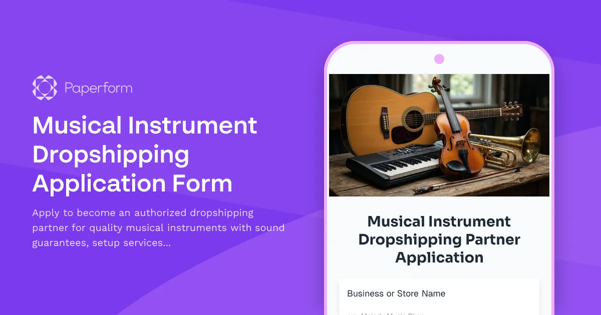 Musical Instrument Dropshipping Application Form