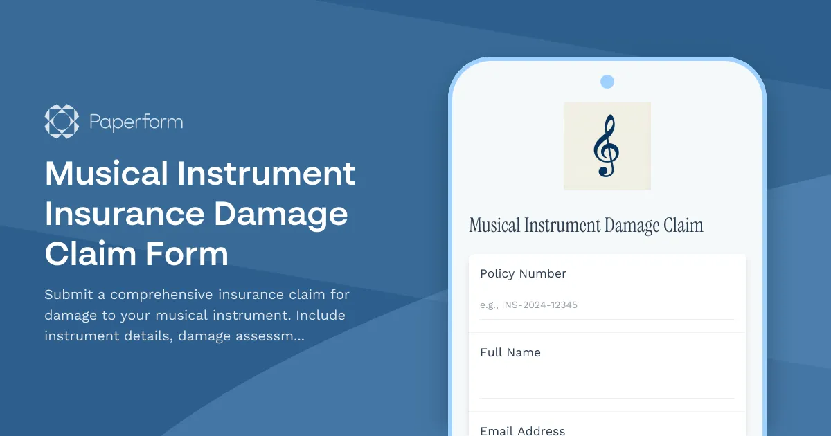 Musical Instrument Insurance Damage Claim Form