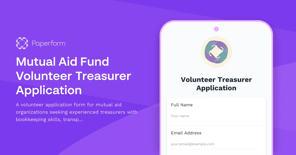 Mutual Aid Fund Volunteer Treasurer Application