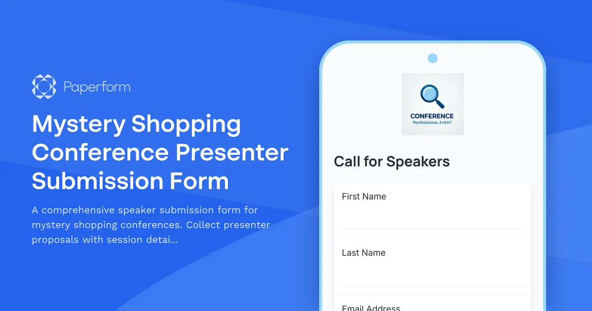 Mystery Shopping Conference Presenter Submission Form