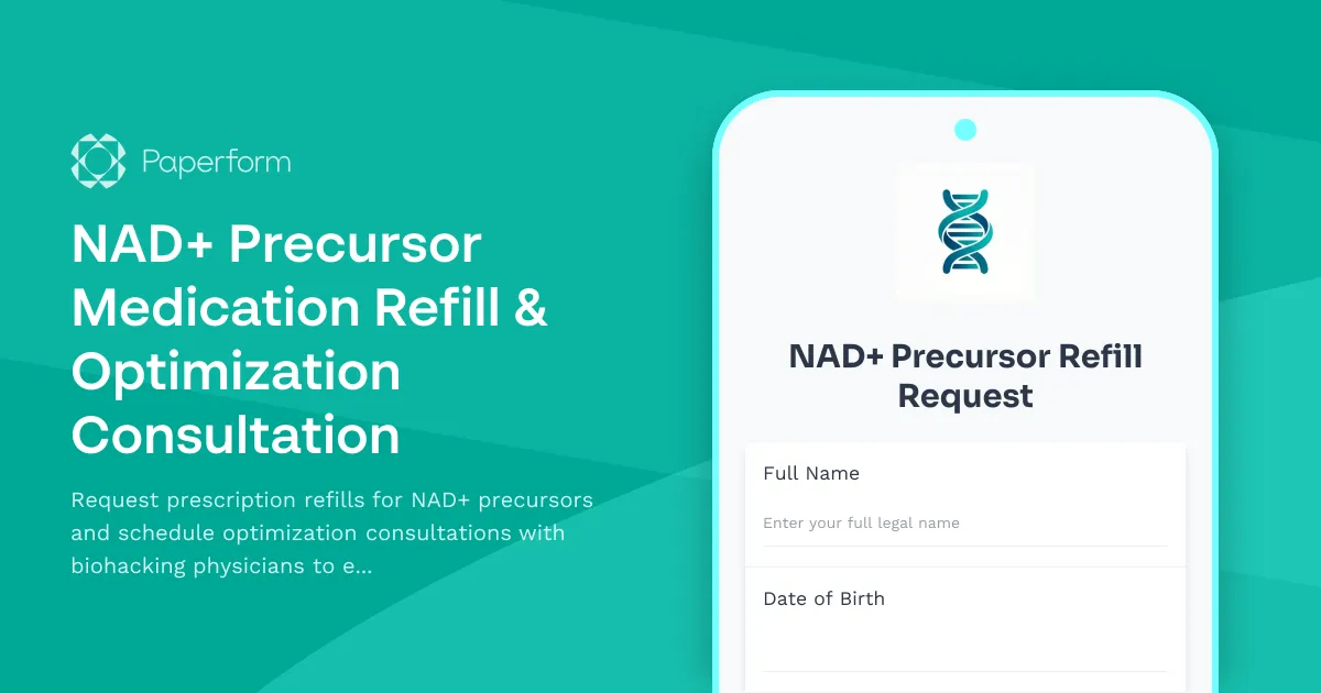 NAD+ Precursor Medication Refill & Optimization Consultation