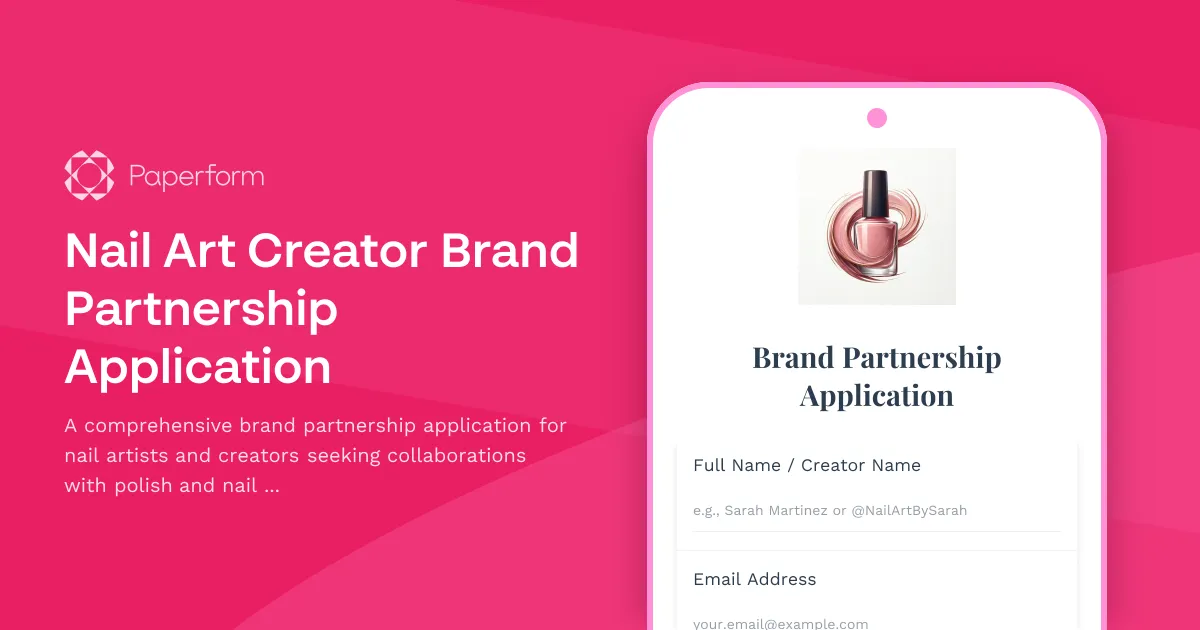 Nail Art Creator Brand Partnership Application