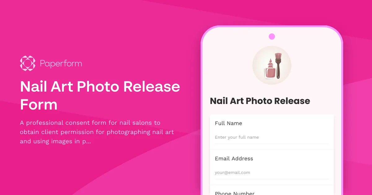 Nail Art Photo Release Form