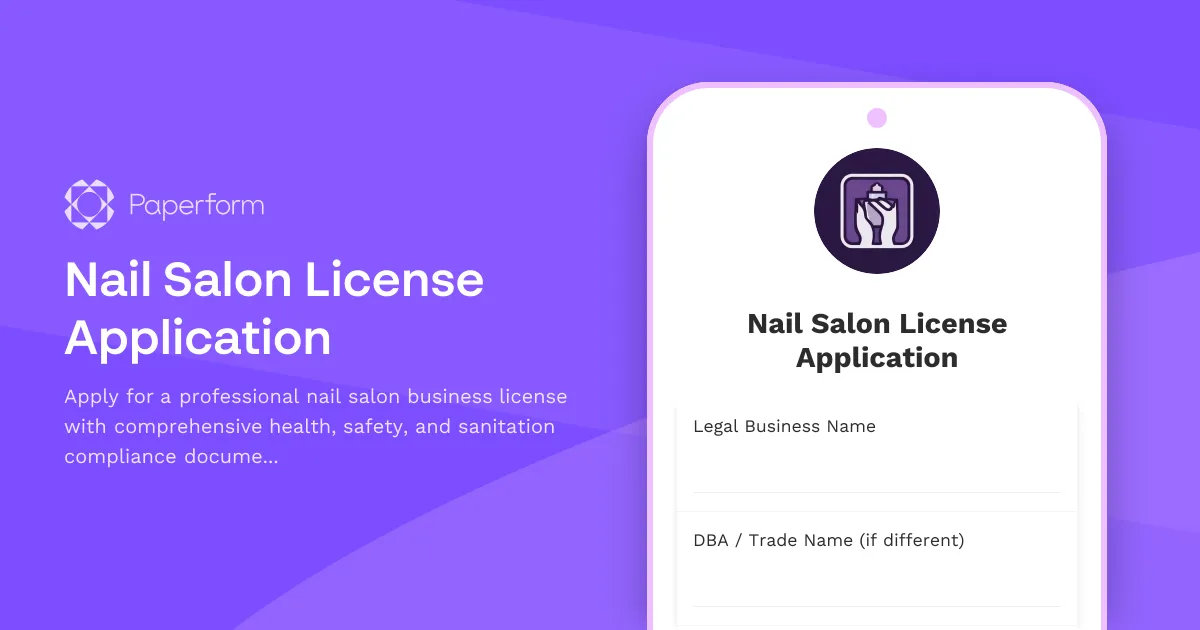 Nail Salon License Application