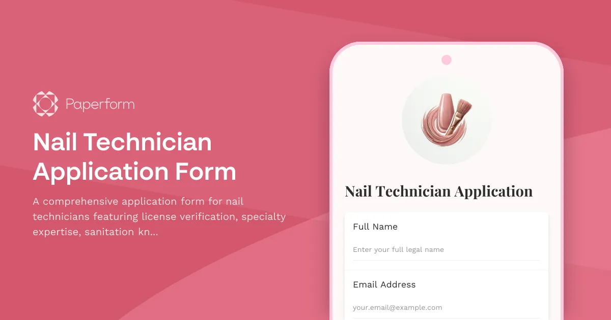 Nail Technician Application Form