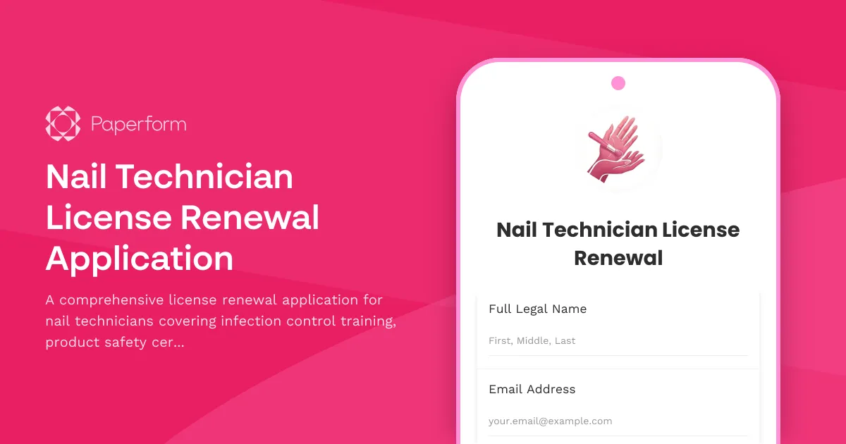 Nail Technician License Renewal Application